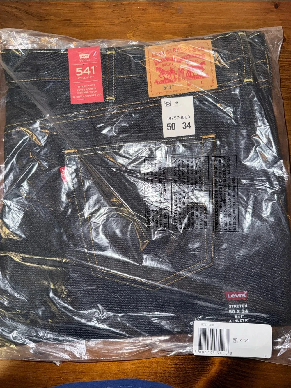 Levi's 541 Athletic Fit Men's Jeans in Dark Indigo with Yellow Stitching 50x34